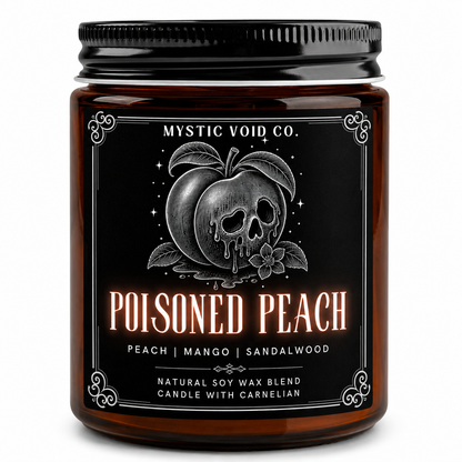 amber candle jar front label focused