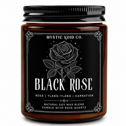 amber candle jar front label focused