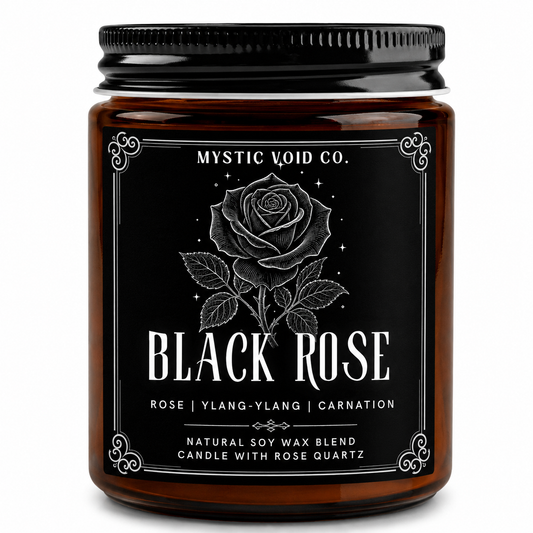 amber candle jar front label focused