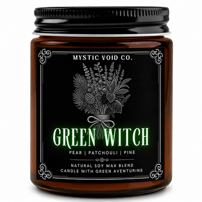 amber candle jar front label focused