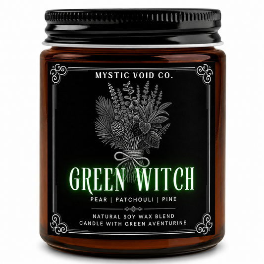 amber candle jar front label focused