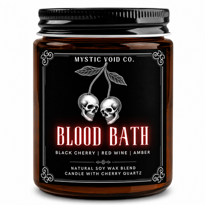 amber candle jar front label focused