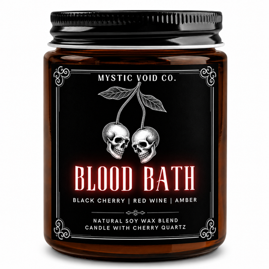 amber candle jar front label focused