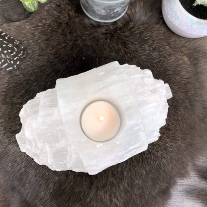 SELENITE LOG CANDLE HOLDER