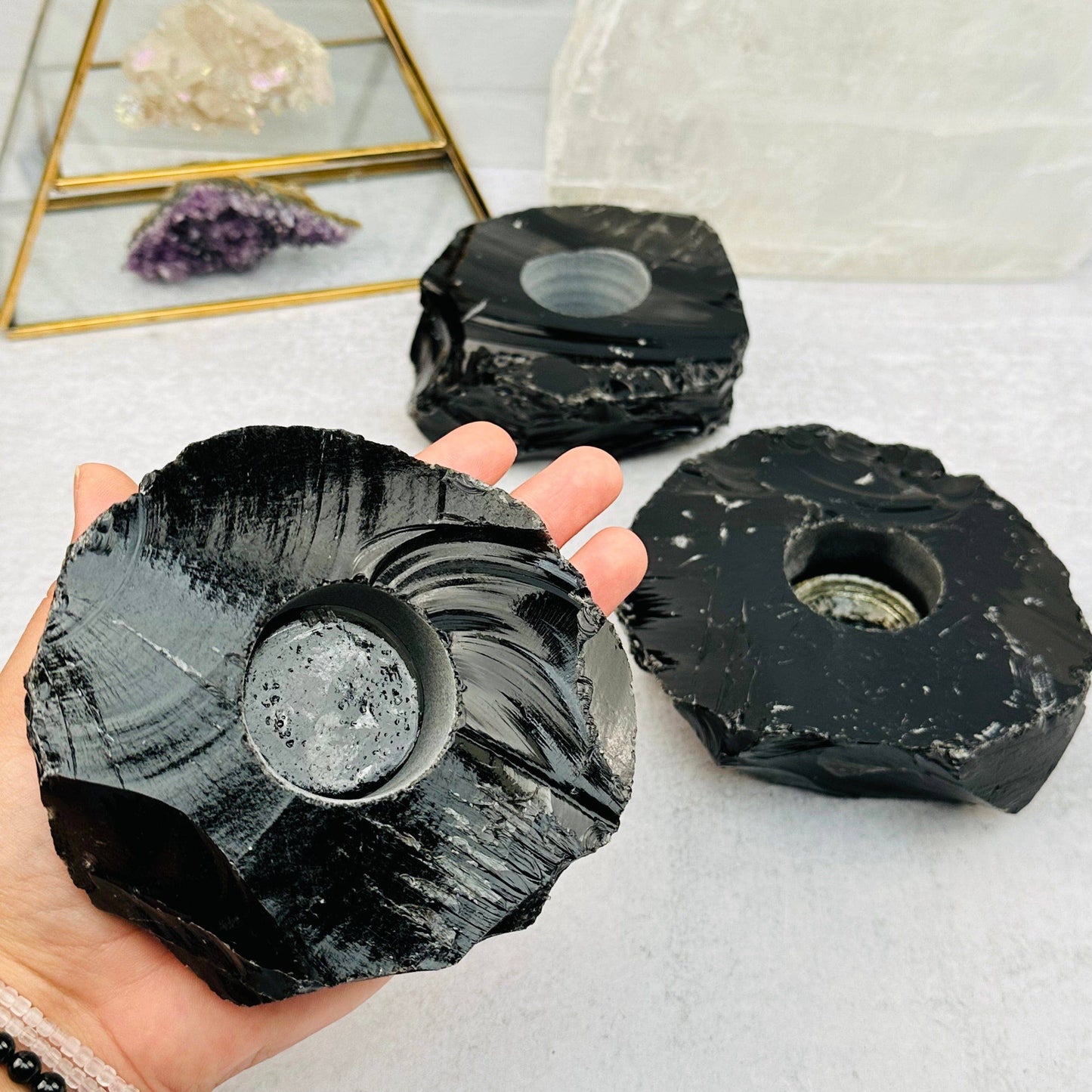 OBSIDIAN CANDLE HOLDER